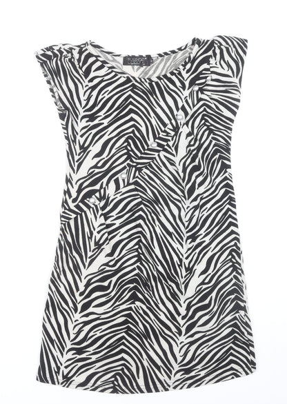 Pussycat London Women’s Black Zebra Print Sleeveless Shift Dress Size 8