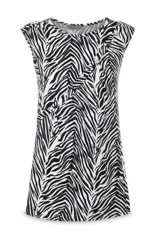 Pussycat London Women’s Black Zebra Print Sleeveless Shift Dress Size 8