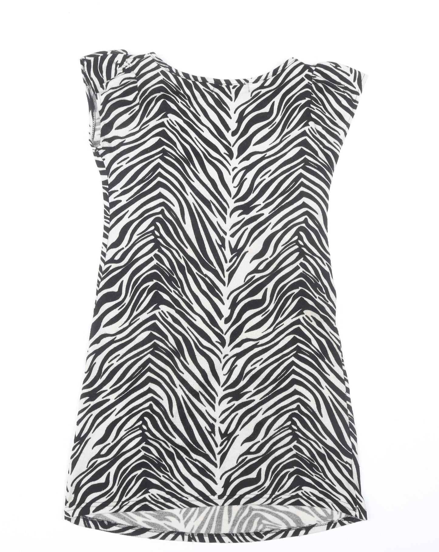 Pussycat London Women’s Black Zebra Print Sleeveless Shift Dress Size 8