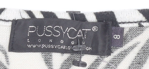 Pussycat London Women’s Black Zebra Print Sleeveless Shift Dress Size 8