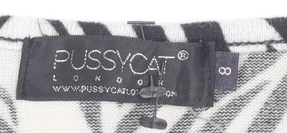 Pussycat London Women’s Black Zebra Print Sleeveless Shift Dress Size 8