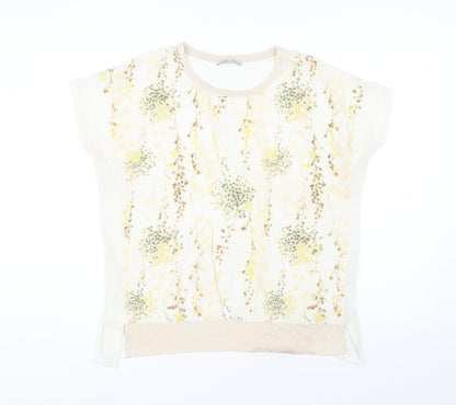 Womens UK Size 8 Zara Ivory Basic T-Shirt