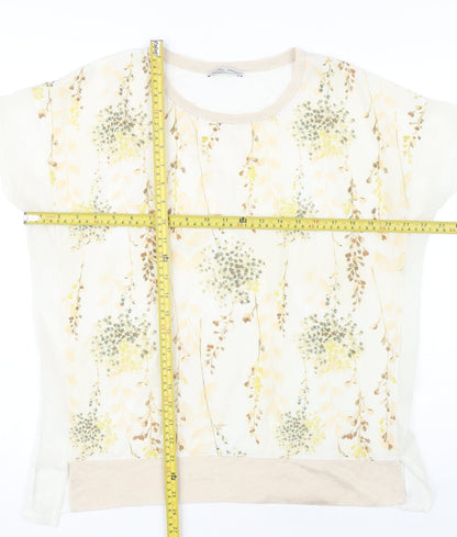 Womens UK Size 8 Zara Ivory Basic T-Shirt