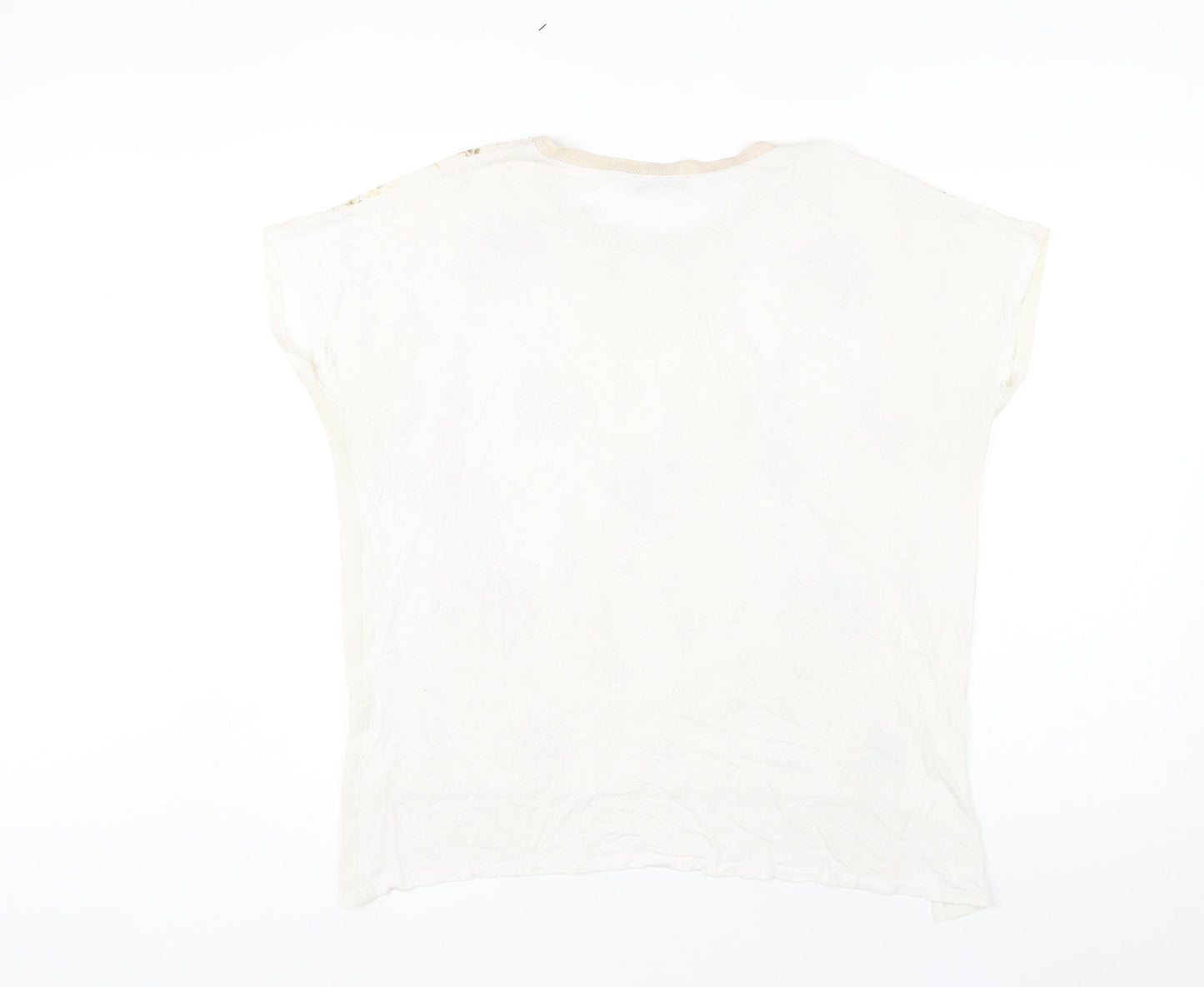 Womens UK Size 8 Zara Ivory Basic T-Shirt