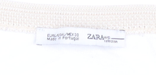 Womens UK Size 8 Zara Ivory Basic T-Shirt