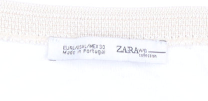 Womens UK Size 8 Zara Ivory Basic T-Shirt