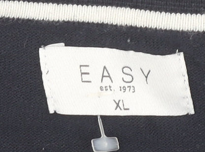 EASY Men’s Blue XL Collared 1/4 Zip Knitted Jumper Cotton Blend