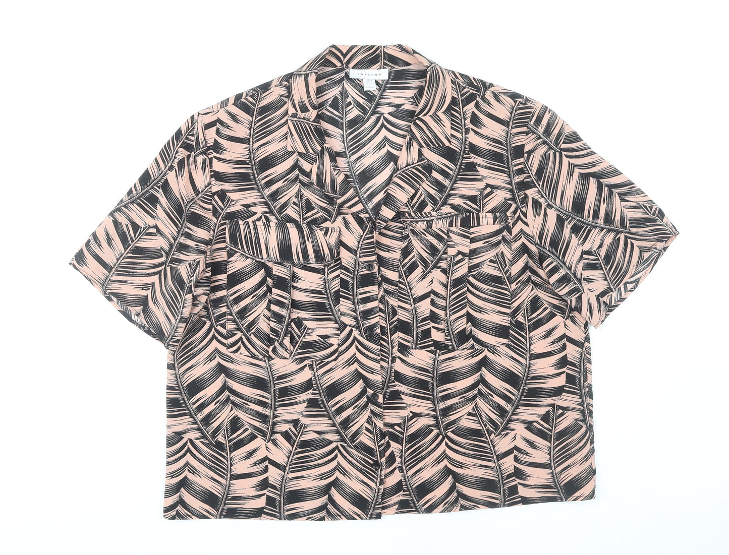 Womens UK Size 14 Topshop Pink Basic Button-Up