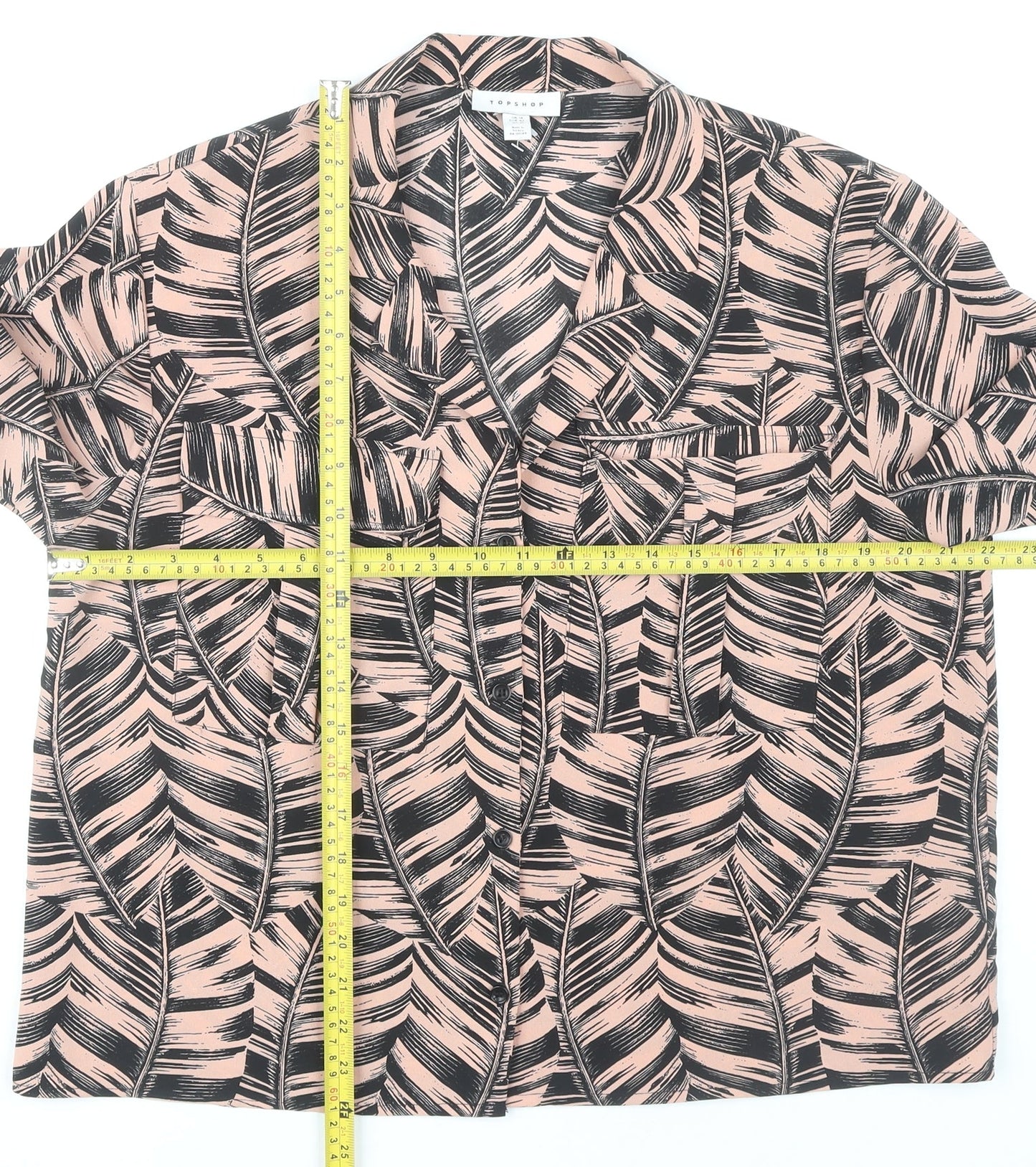 Womens UK Size 14 Topshop Pink Basic Button-Up
