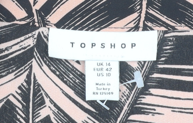 Womens UK Size 14 Topshop Pink Basic Button-Up