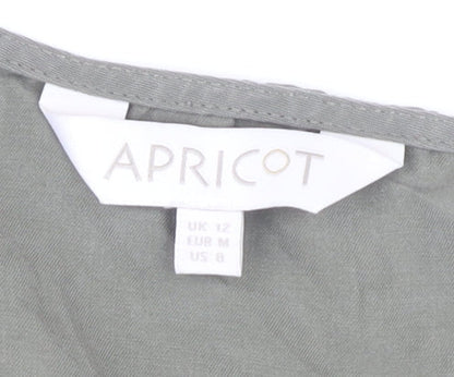 Apricot Women Green Size 12 Shift Dress V-Neck Zip Casual