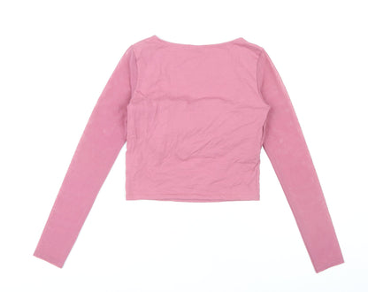 Womens UK Size 10 ASOS Pink Cropped Blouse