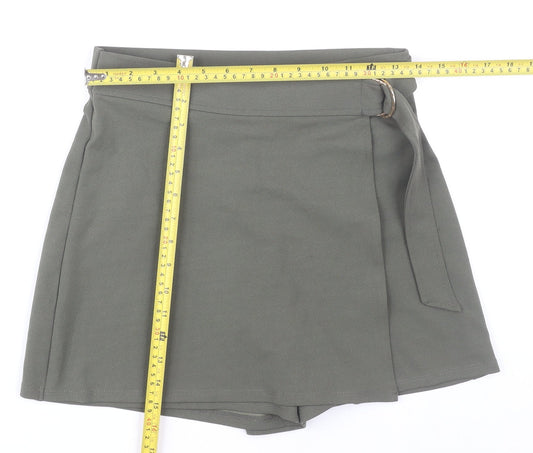 H&M Women’s Green High Rise Wrap Skort Size 10 Polyester Stretch