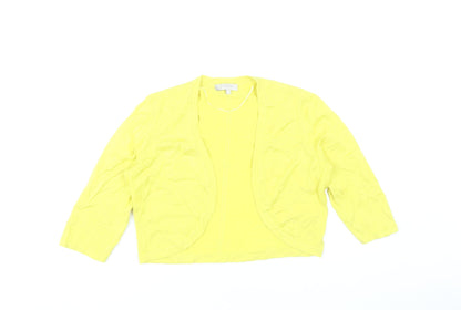 Hobbs Women’s Yellow Cardigan S Knit 3/4 Sleeve Lightweight Spring