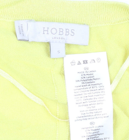 Hobbs Women’s Yellow Cardigan S Knit 3/4 Sleeve Lightweight Spring