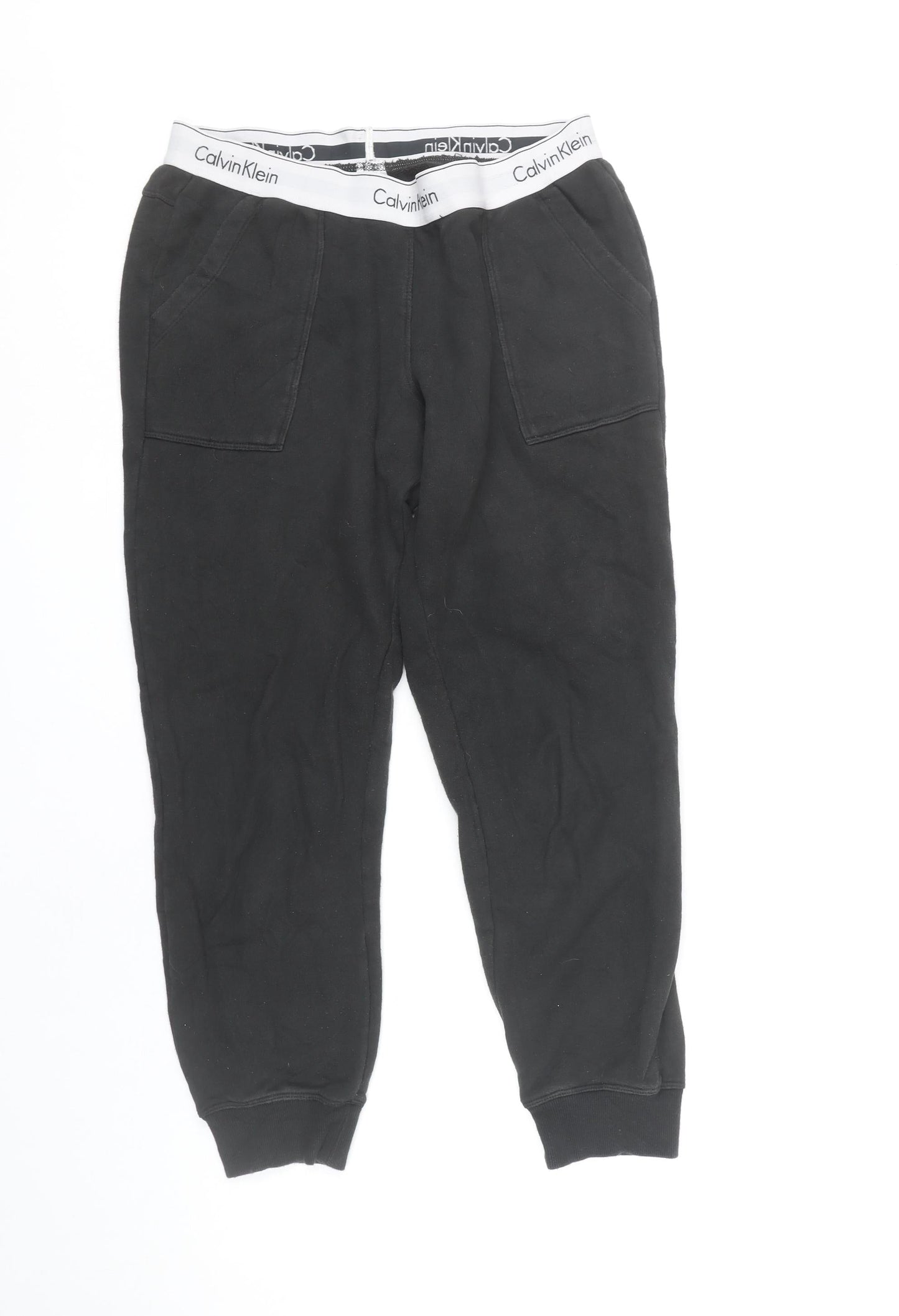Calvin Klein Women's Black Jogger Trousers M Cotton Elastane