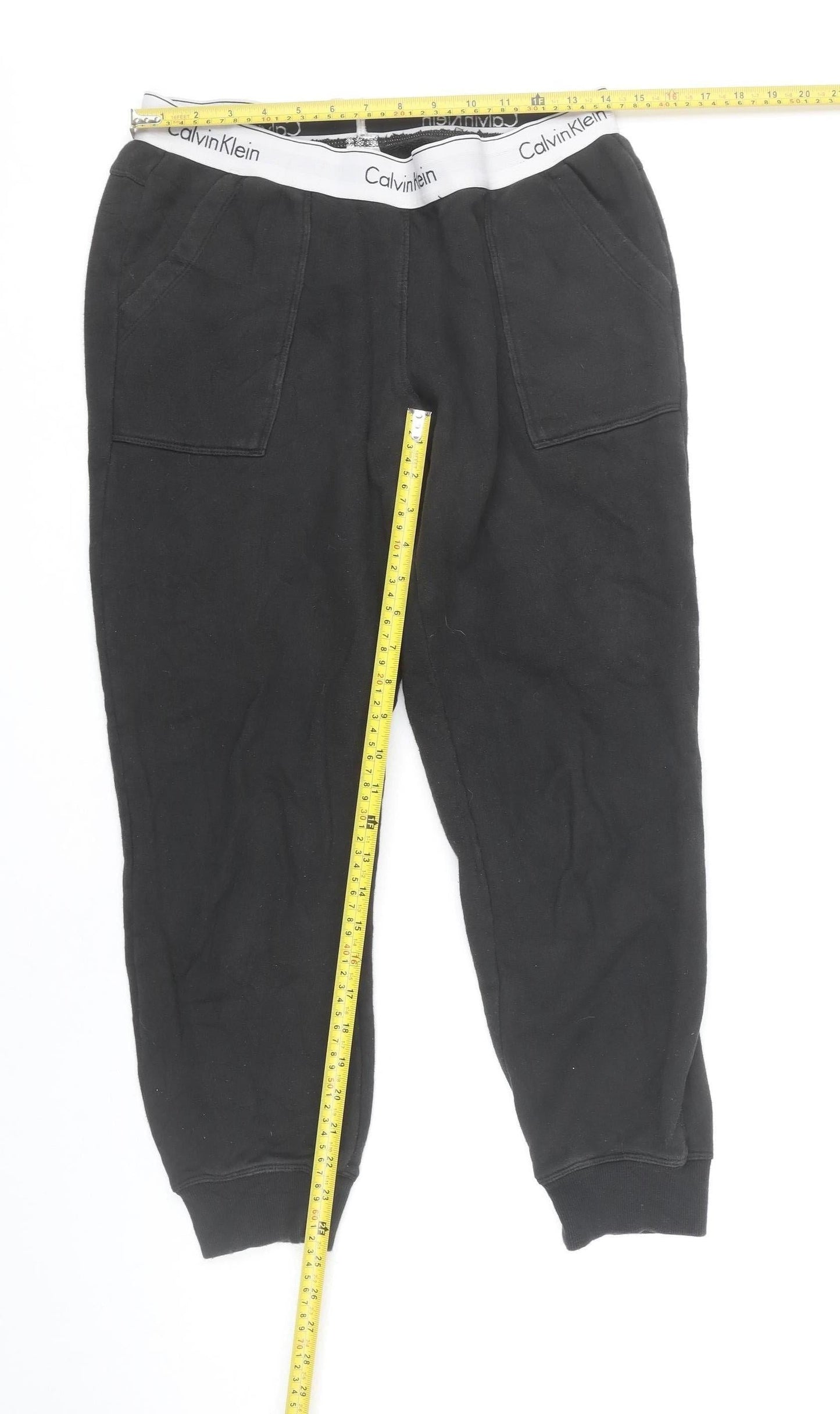 Calvin Klein Women's Black Jogger Trousers M Cotton Elastane