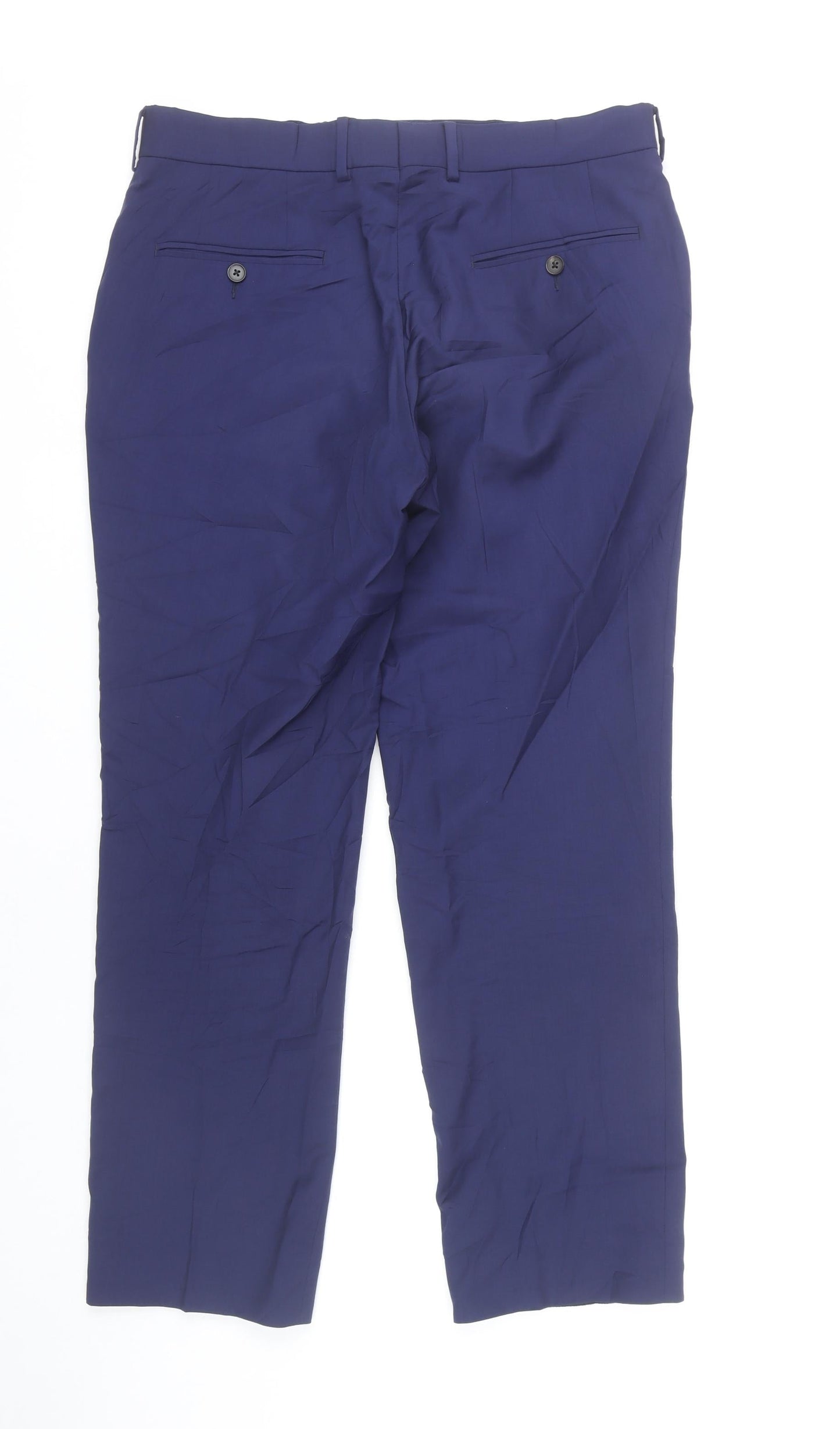 Jaeger Men’s Blue Wool Dress Trousers 34W 32L Regular Fit Straight Leg