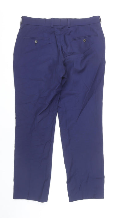 Jaeger Men’s Blue Wool Dress Trousers 34W 32L Regular Fit Straight Leg