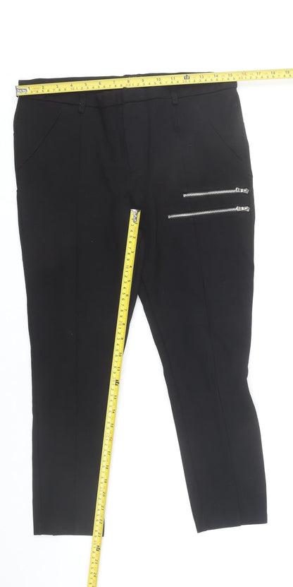 Womens UK Size XL Zara Basic Slim Fit Casual Workwear Black Trousers