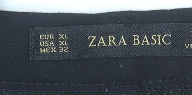 Womens UK Size XL Zara Basic Slim Fit Casual Workwear Black Trousers