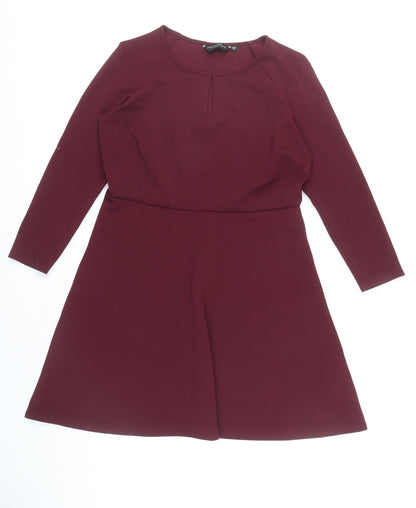 Dorothy Perkins Women Red 16 Fit & Flare Knee Length Long Sleeve Dress