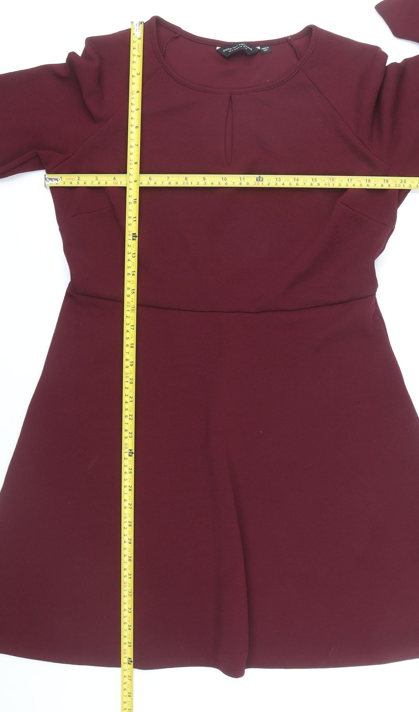 Dorothy Perkins Women Red 16 Fit & Flare Knee Length Long Sleeve Dress