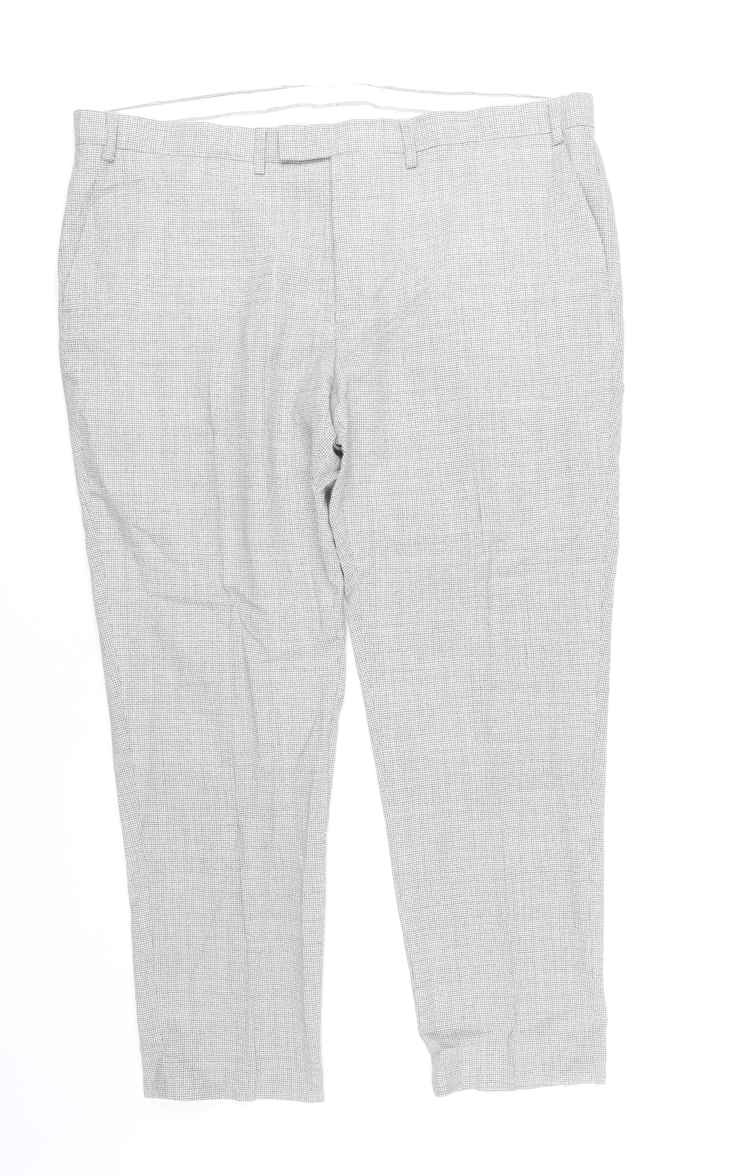 Marks and Spencer Men's Grey Check Wool Dress Pants 42W 31L Classic Fit