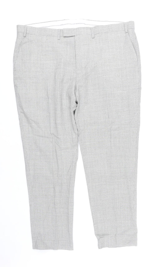 Marks and Spencer Men's Grey Check Wool Dress Pants 42W 31L Classic Fit
