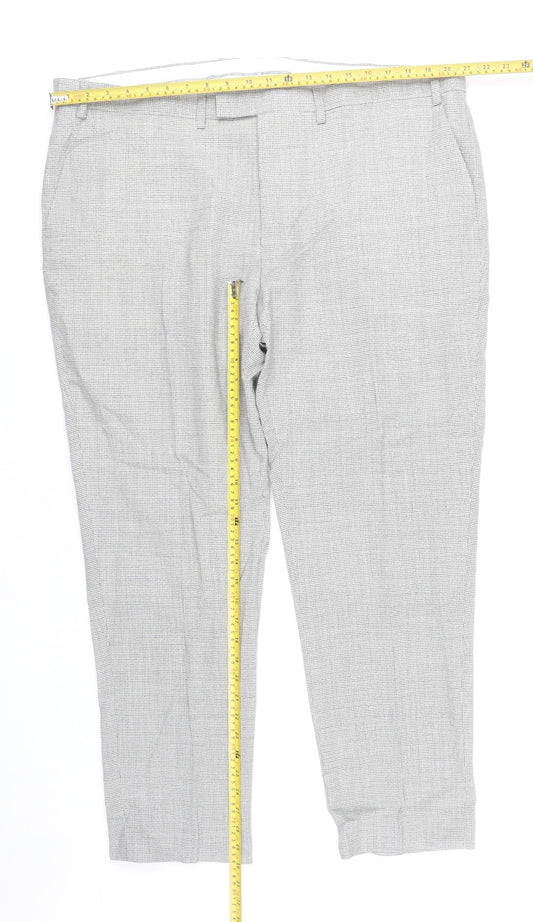 Marks and Spencer Men's Grey Check Wool Dress Pants 42W 31L Classic Fit