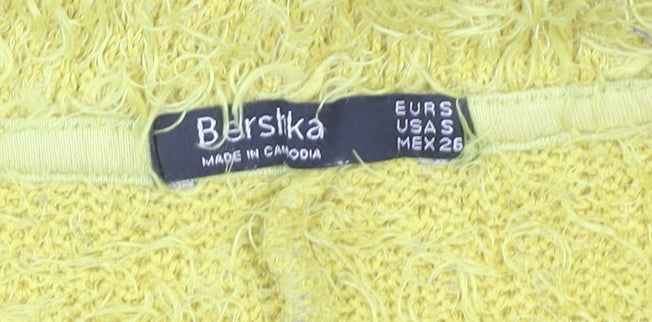 Womens UK Size 8 Bershka Yellow Pullover Jumper
