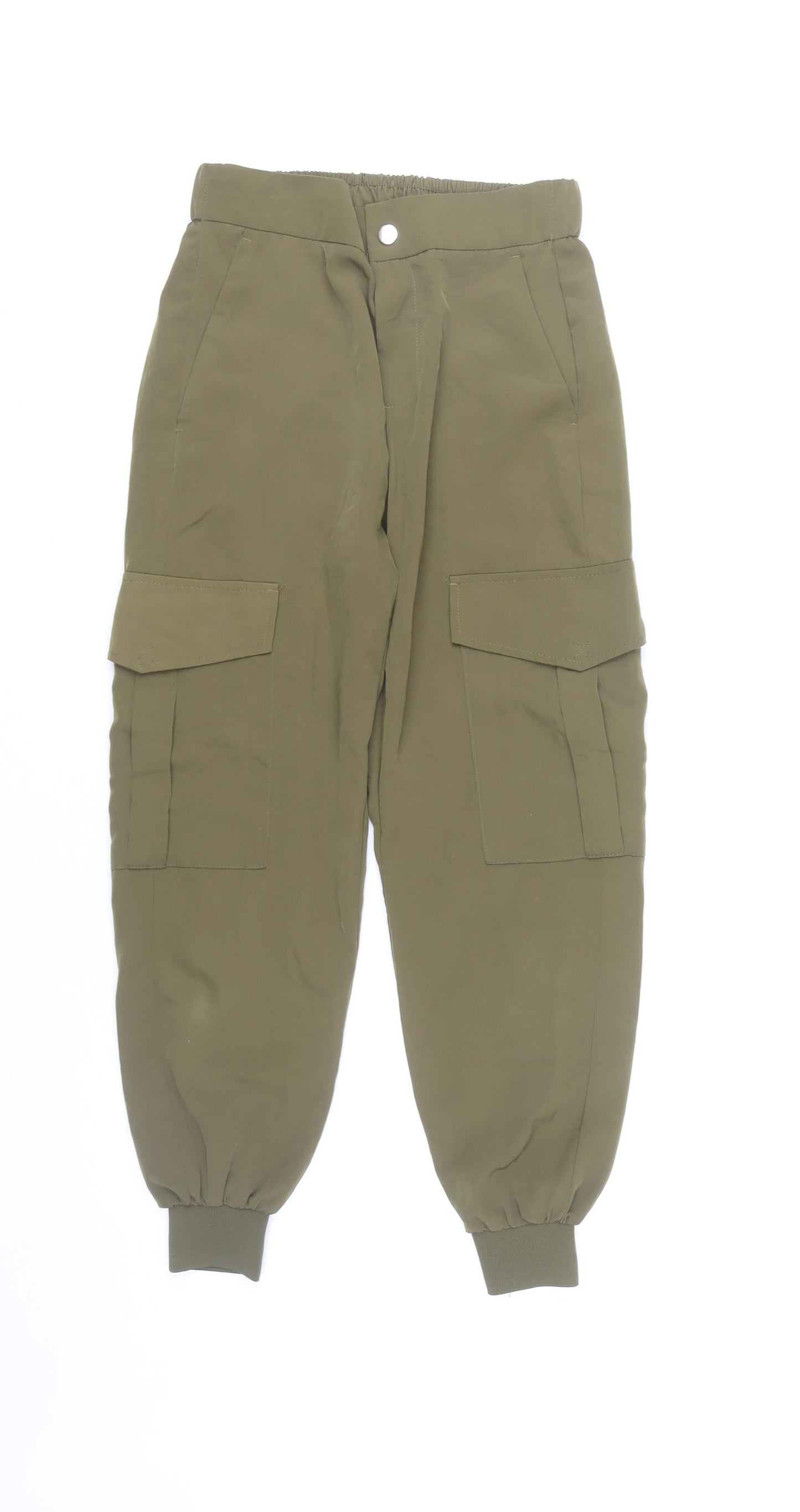 Womens UK Size XS Zara Regular Fit Cargo Green Trousers