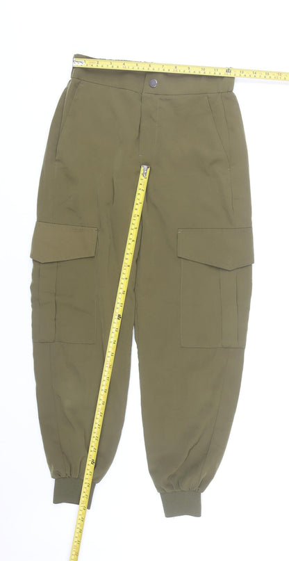 Womens UK Size XS Zara Regular Fit Cargo Green Trousers