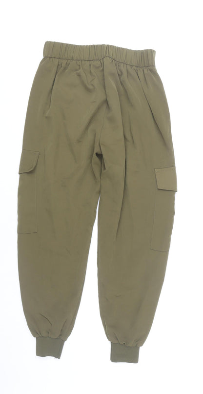 Womens UK Size XS Zara Regular Fit Cargo Green Trousers