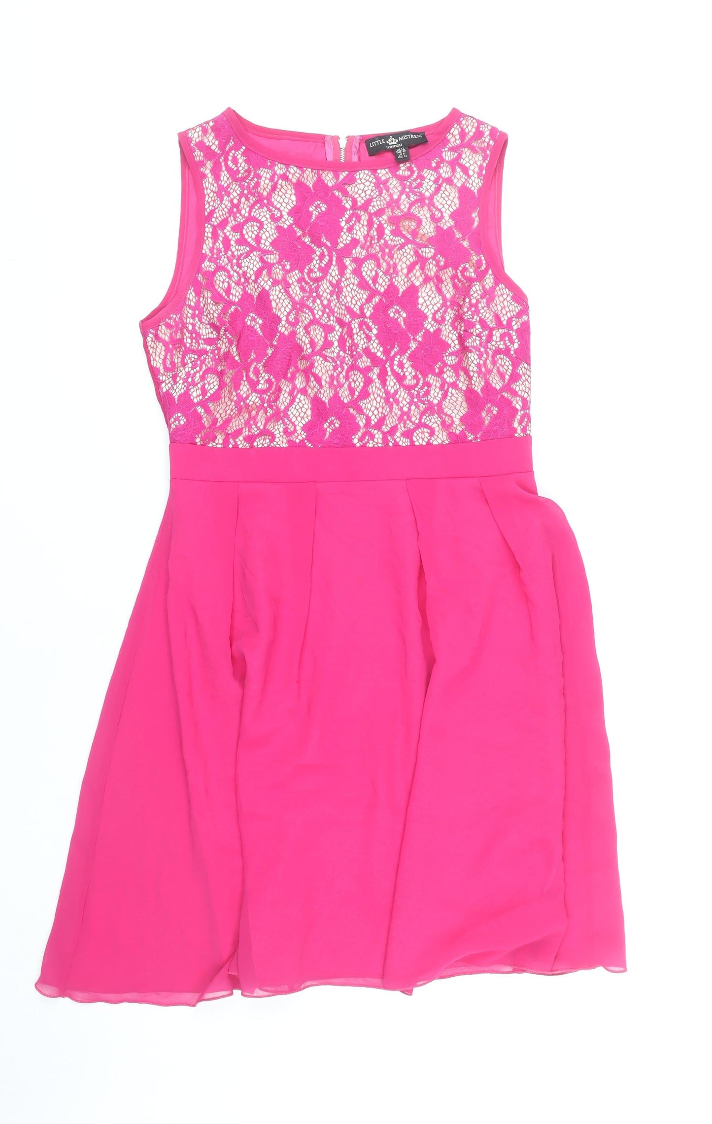 Little Mistress Women's Pink Lace Fit & Flare Dress Size 12
