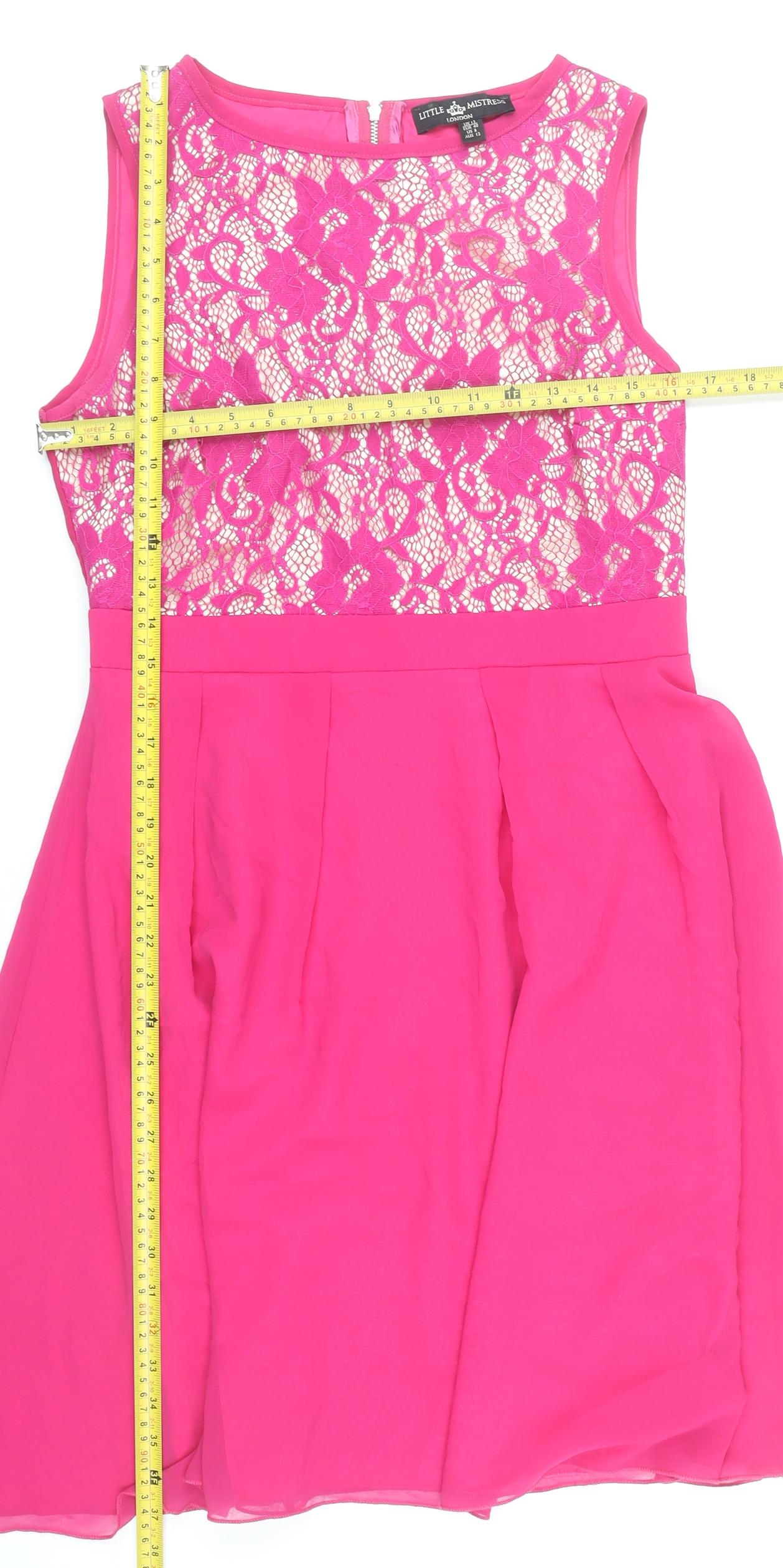 Little Mistress Women's Pink Lace Fit & Flare Dress Size 12