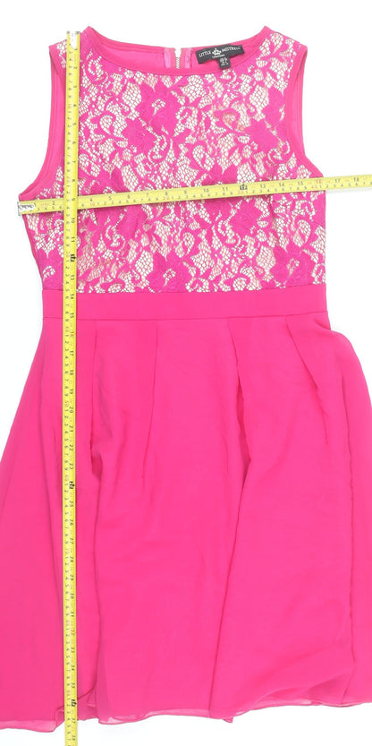 Little Mistress Women's Pink Lace Fit & Flare Dress Size 12
