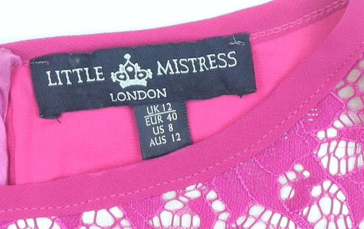 Little Mistress Women's Pink Lace Fit & Flare Dress Size 12