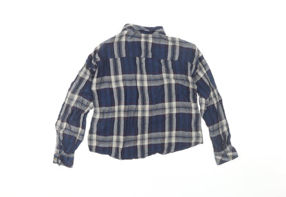 The Roadster Life Co. Boys Blue Plaid Long Sleeve Button-Up Shirt S
