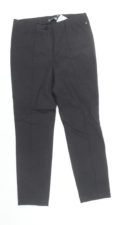 Atelier Gardeur Women's Black Geometric Slim Trousers Size 8