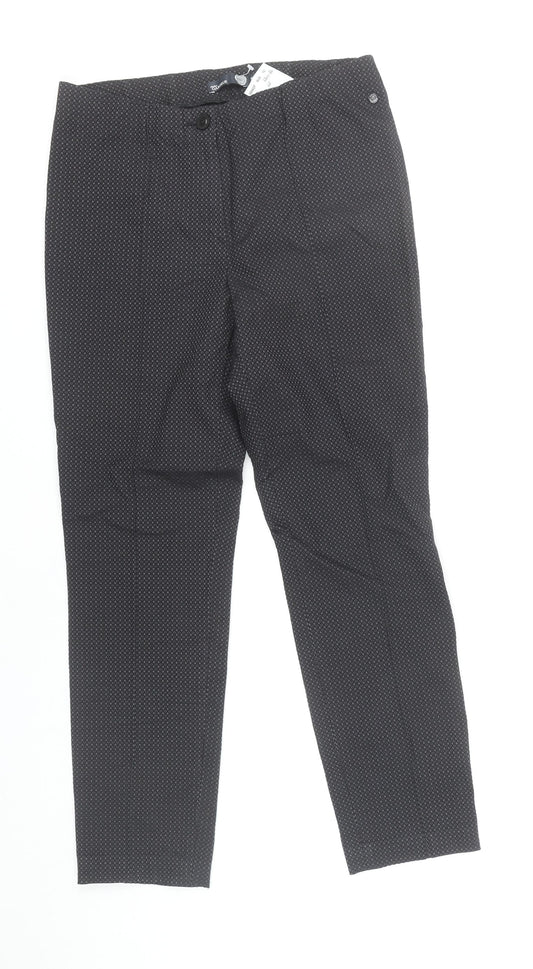 Atelier Gardeur Women's Black Geometric Slim Trousers Size 8