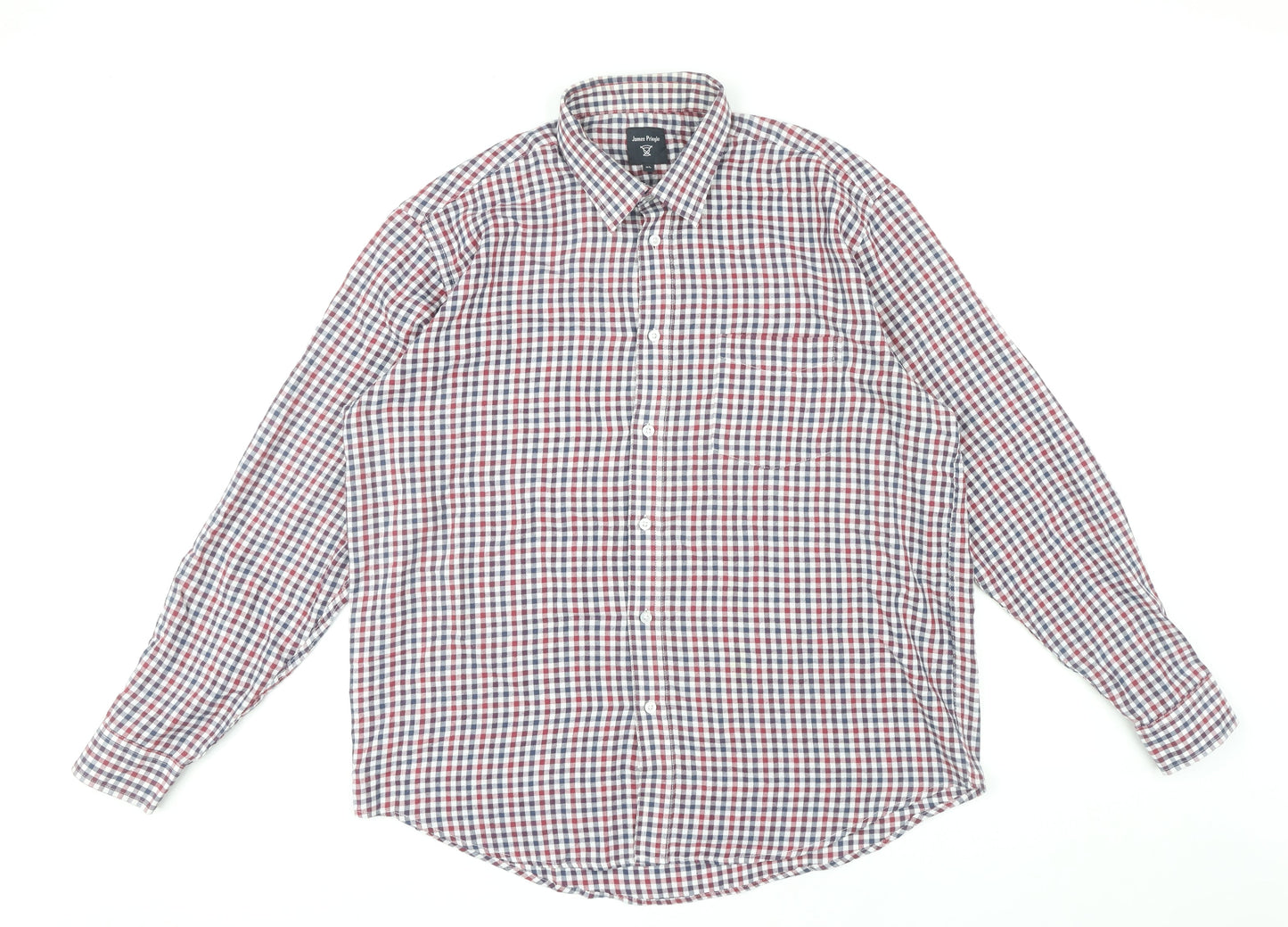 James Pringle Men's Multicoloured Check Long Sleeve Button-Up Shirt XL
