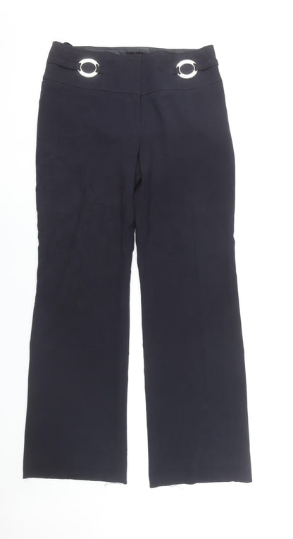 FEMME Women’s Black Straight Leg Trousers Size 12 with Buckle Detail