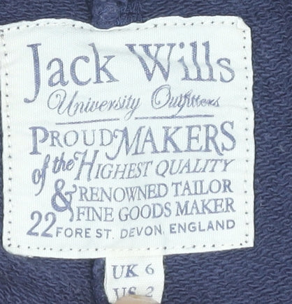 Jack Wills Womens Blue Cotton Hot Pants Shorts Size 6 Low Rise