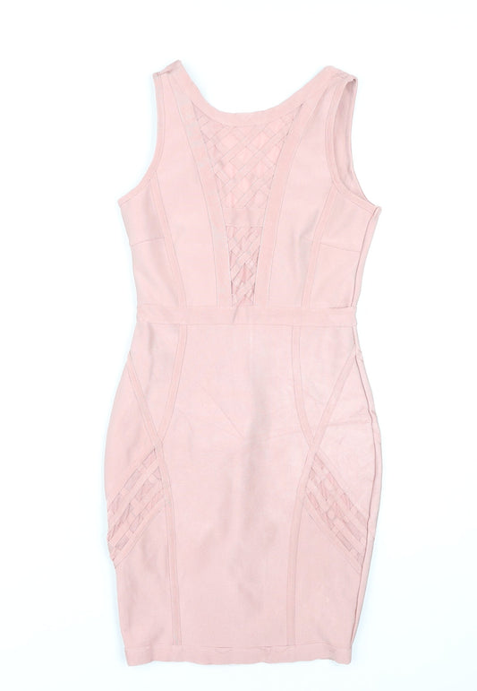 Missguided Women Pink Size 6 Bodycon Scoop Neck Sleeveless Dress