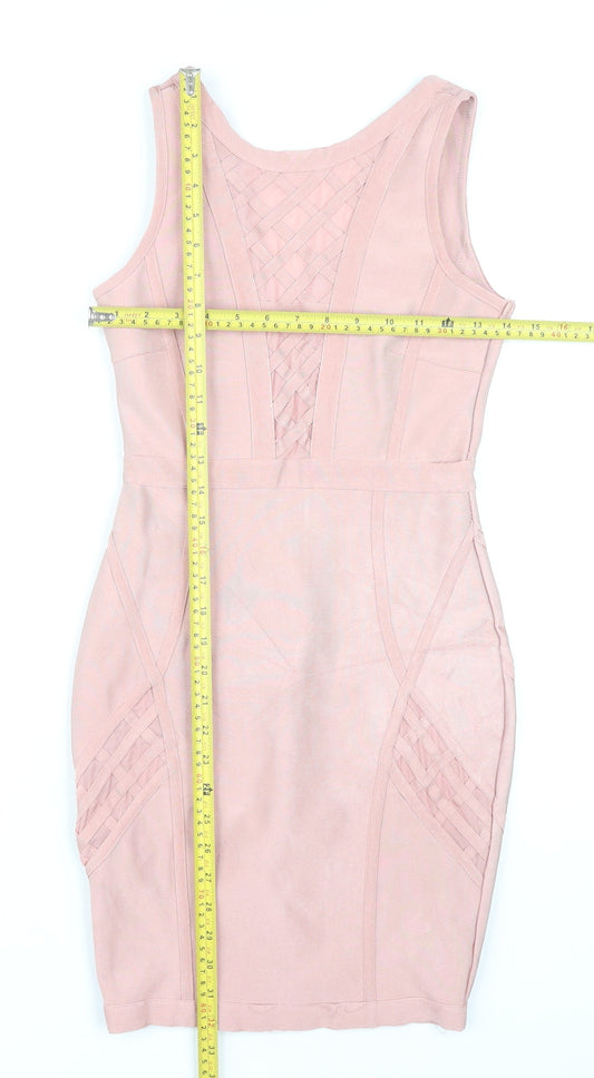 Missguided Women Pink Size 6 Bodycon Scoop Neck Sleeveless Dress