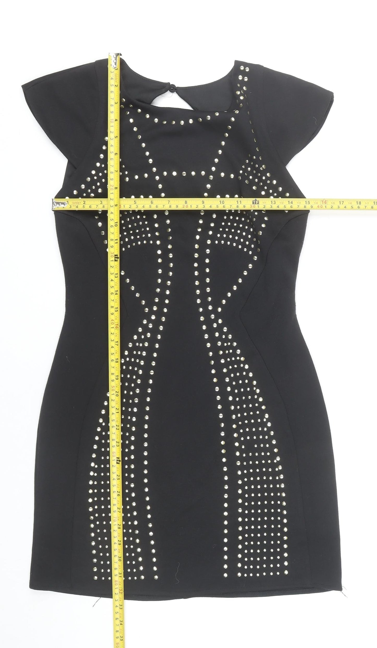Amy Childs Women's Black Studded Bodycon Party Dress Size 10