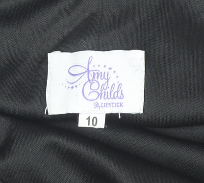 Amy Childs Women's Black Studded Bodycon Party Dress Size 10