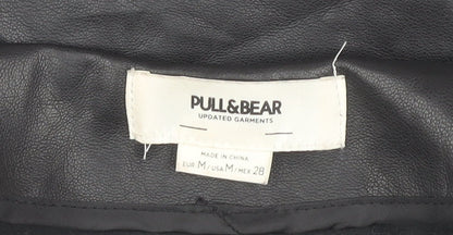 Pull&Bear Women Black Size 12 Faux Leather Pencil Skirt Mid Rise
