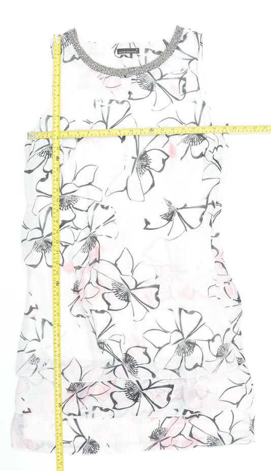 David Emanuel Women’s Multicoloured Floral Beaded Sheath Dress Size 18